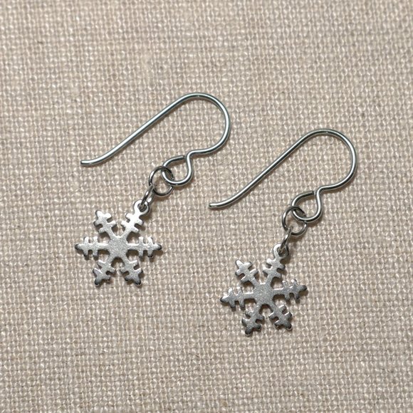 Hand Crafted Handmade Earrings Stainless Steel Snowflake Earrings - Picture 1 of 5